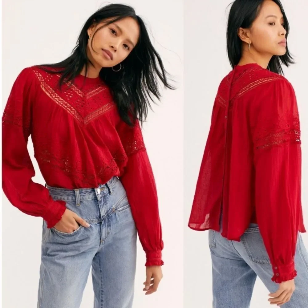 Free People Abigail Victorian Top XS
